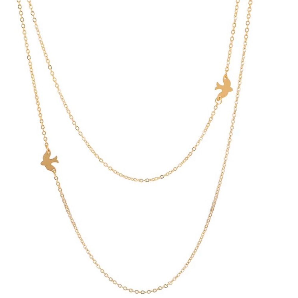 Feel Pretty | Golden Multilayer Two- Dove Necklace Accessory Jewelry